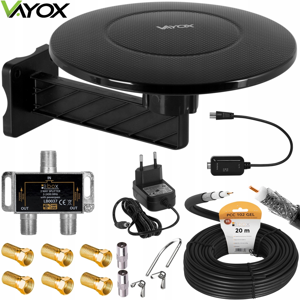 Anténa DVB-T2 DIGITAL360 Všesměrová Sada 2 Tv Vayox