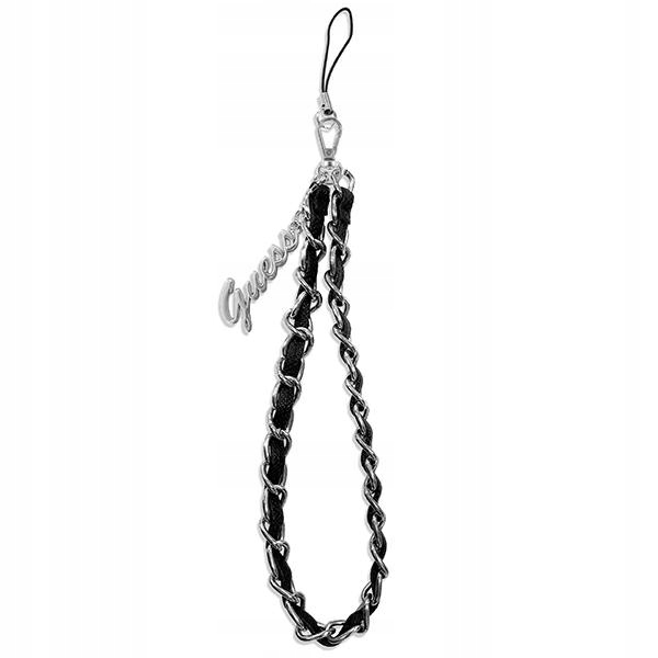 Guess přívěsek Gustsassk Phone Strap černý/black Chain Metal Logo Charm