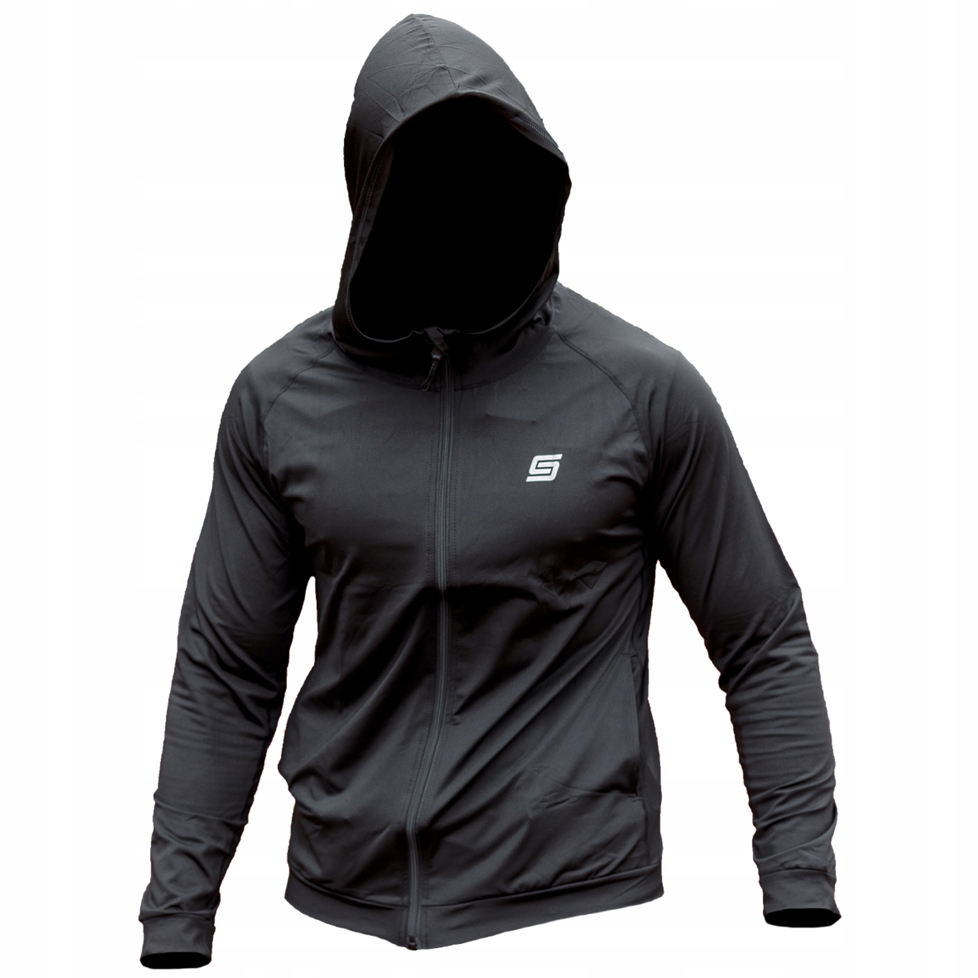 Kurtka treningowa męska sportowa bluza z kapturem kompresyjna hoodie czarna