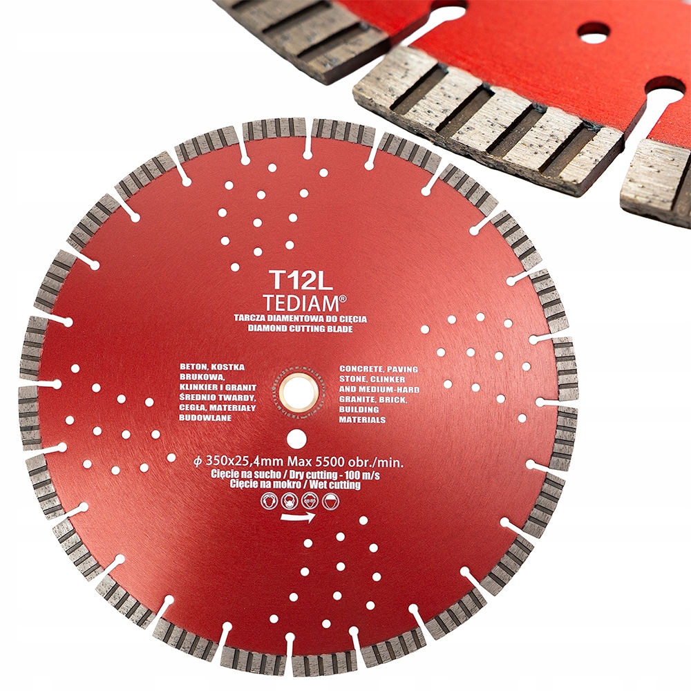 Diamantový Kotouč na řezání betonu cihel, žuly 350/25,4 Tediam T12