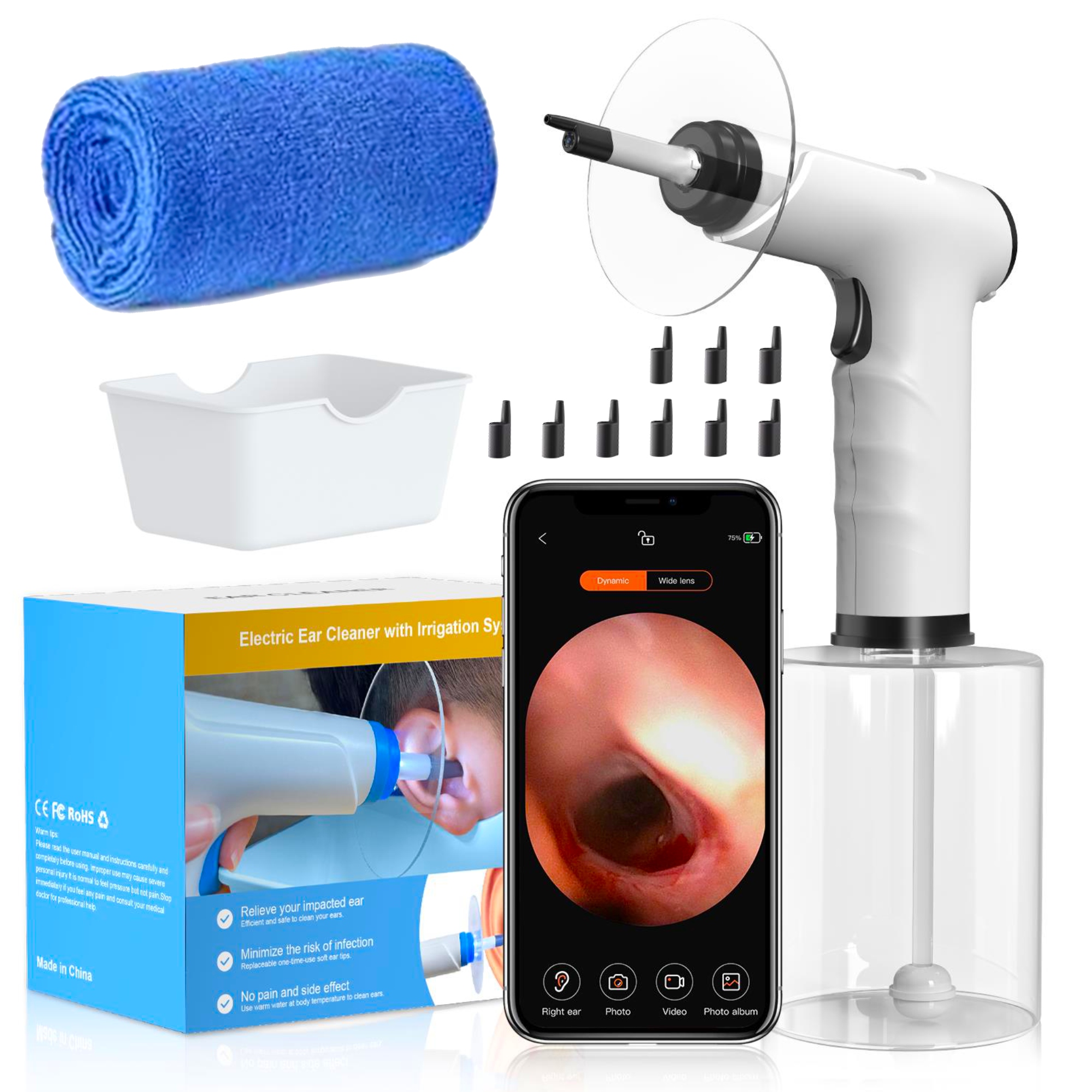 Irygator Do Uszu Z Kamerą Wifi Do Czyszczenia Strzykawka Do Płukania Ucha
