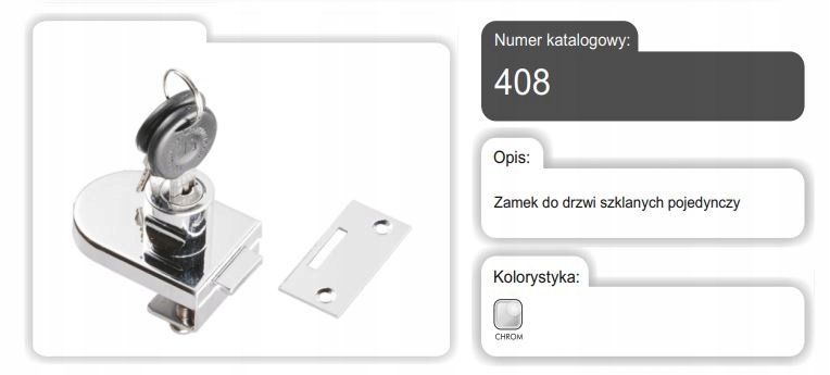 ZAMEK MEBLOWY DO MEBLI DO DRZWI SZKL.POJEDYŃCZ./CHROM 408 AMIX Marka Amix