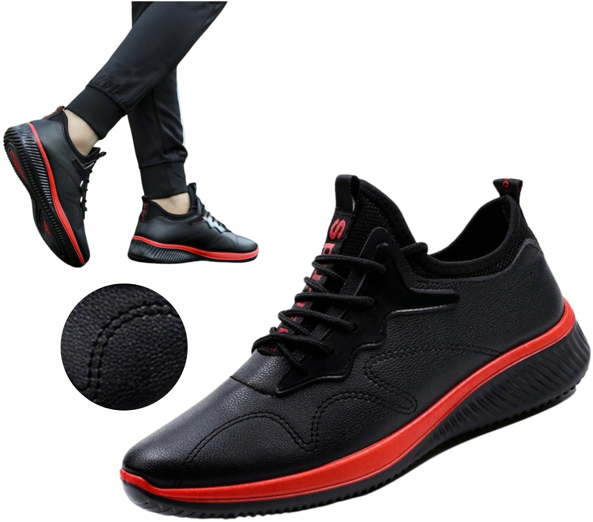 Buty Sneakersy męskie półbuty sportowe adidasy Skórzane Bardzo Lekkie r. 42