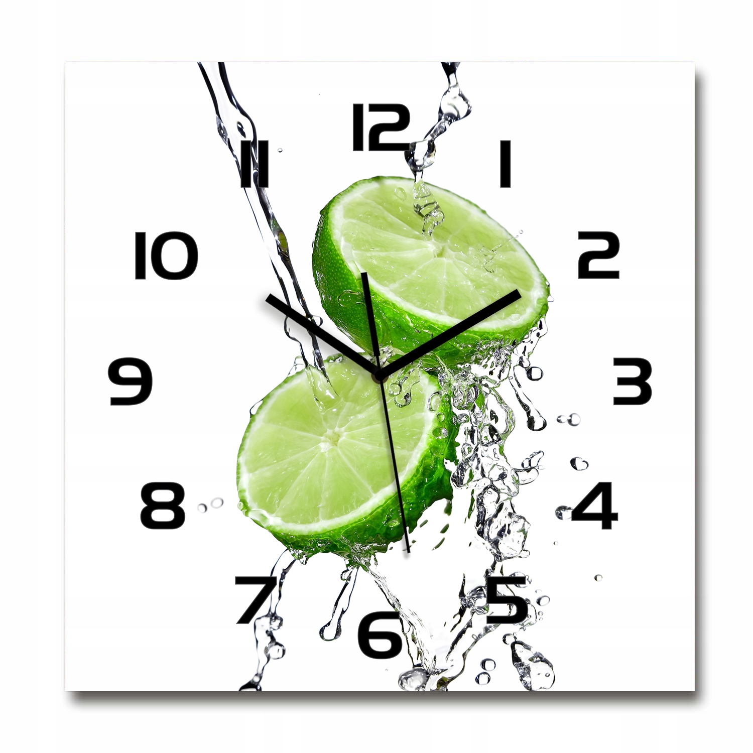 

Zegar ścienny ze szkła, duży Limonki i woda 60x60