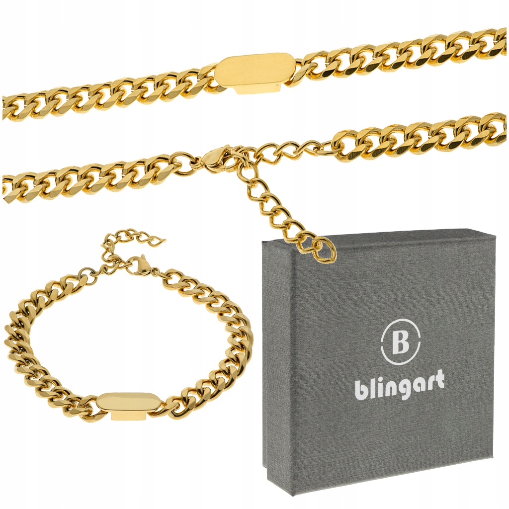 

Komplet biżuterii bransoletka naszyjnik Złoty