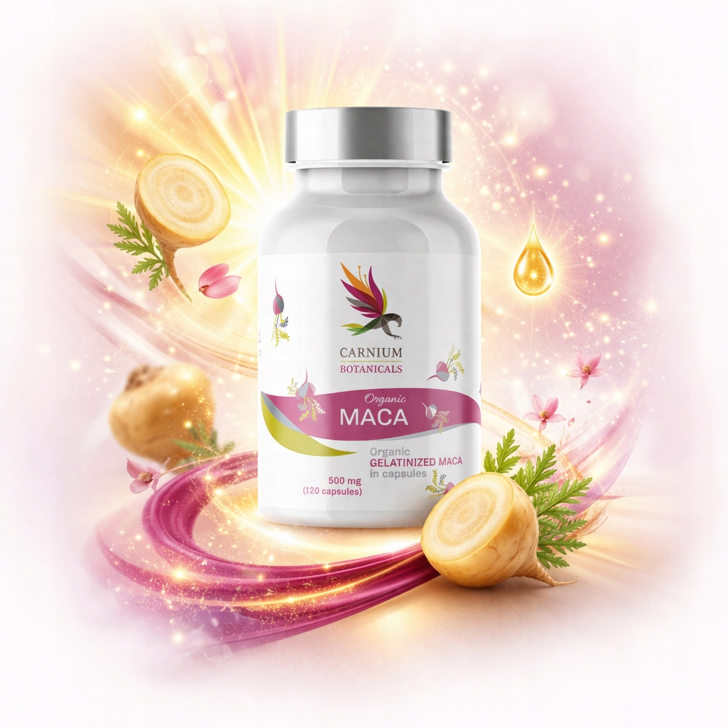 RÓWNOWAGA HORMONALNA BIO ŻELATYNIZOWANA MACA Carnium Botanicals MACA