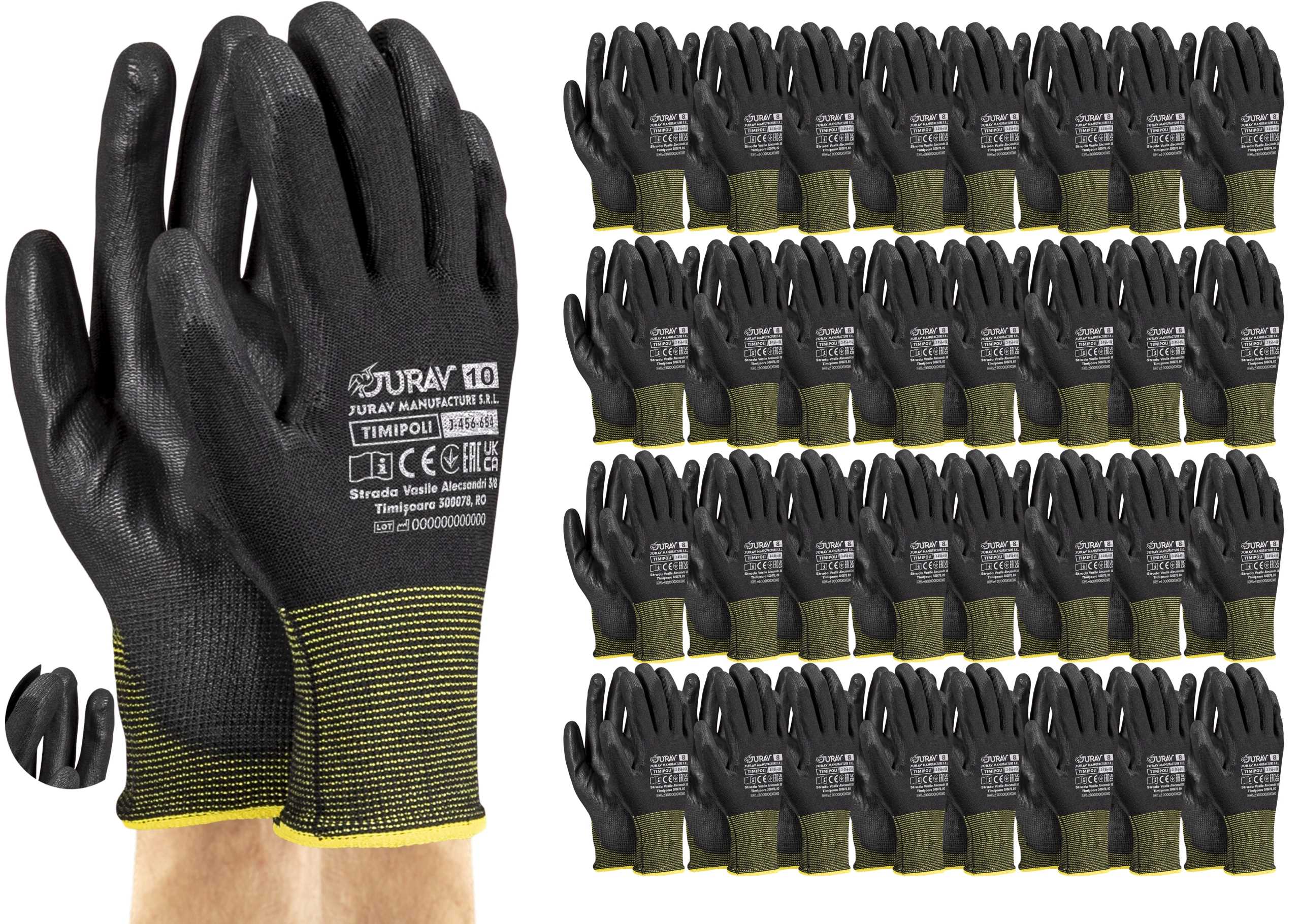 Čierne pracovné rukavice J-TIMIPOLI_BB10-XL 120 párov
