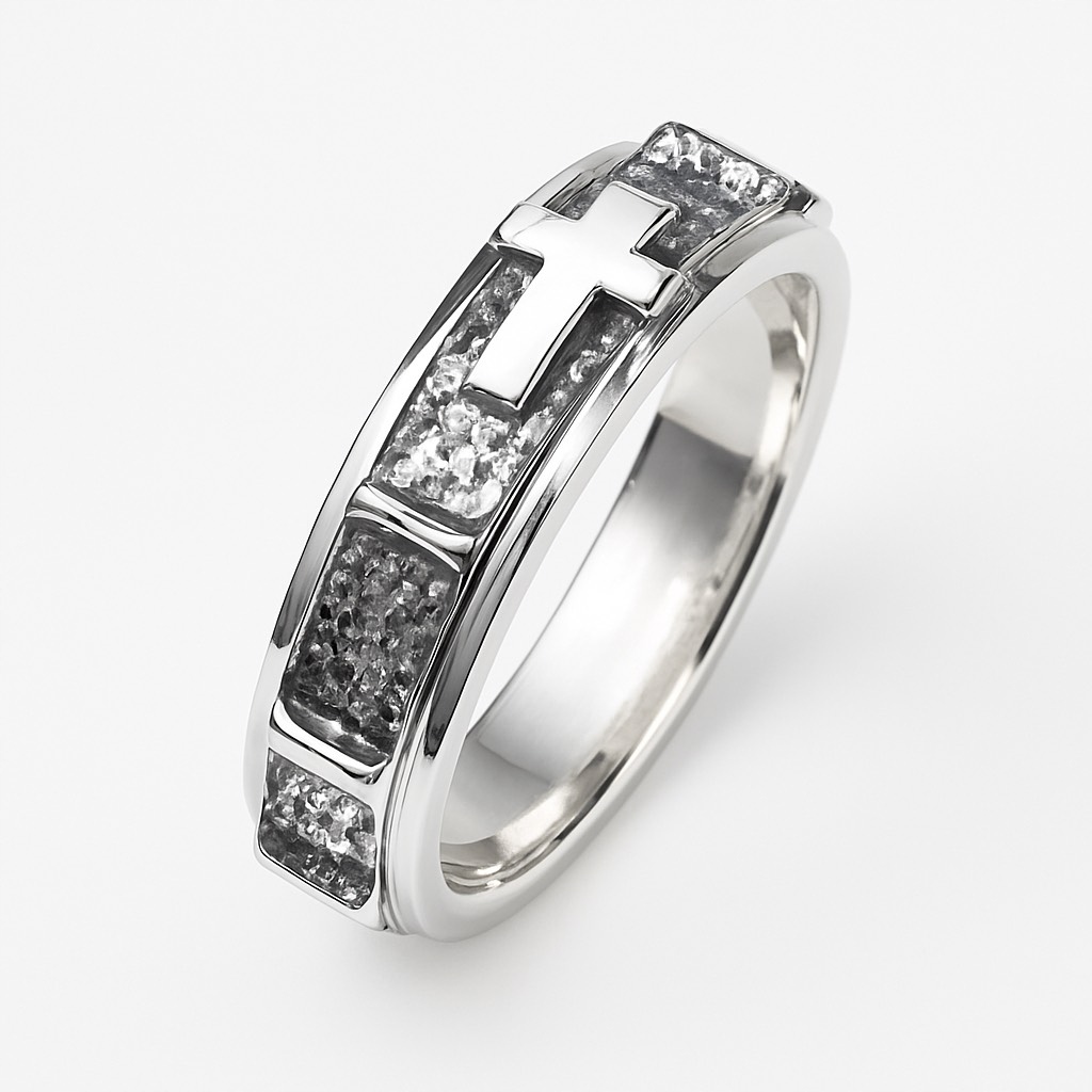 stříbrný růženec otočný prsten prstýnek polské stříbro 925 vel. 19