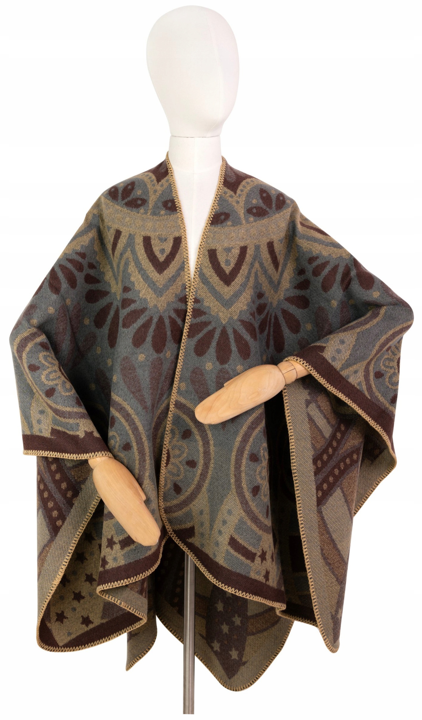 Stylowe ponczo z motywem paisley