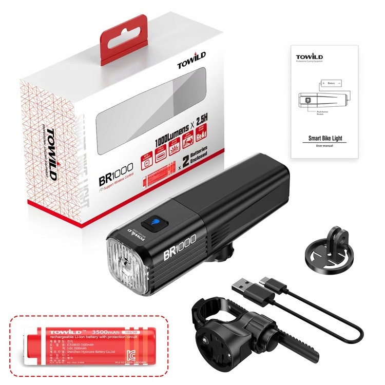 Přední světlo Towild Br 1000 lumenů 2 x 3500 mAh