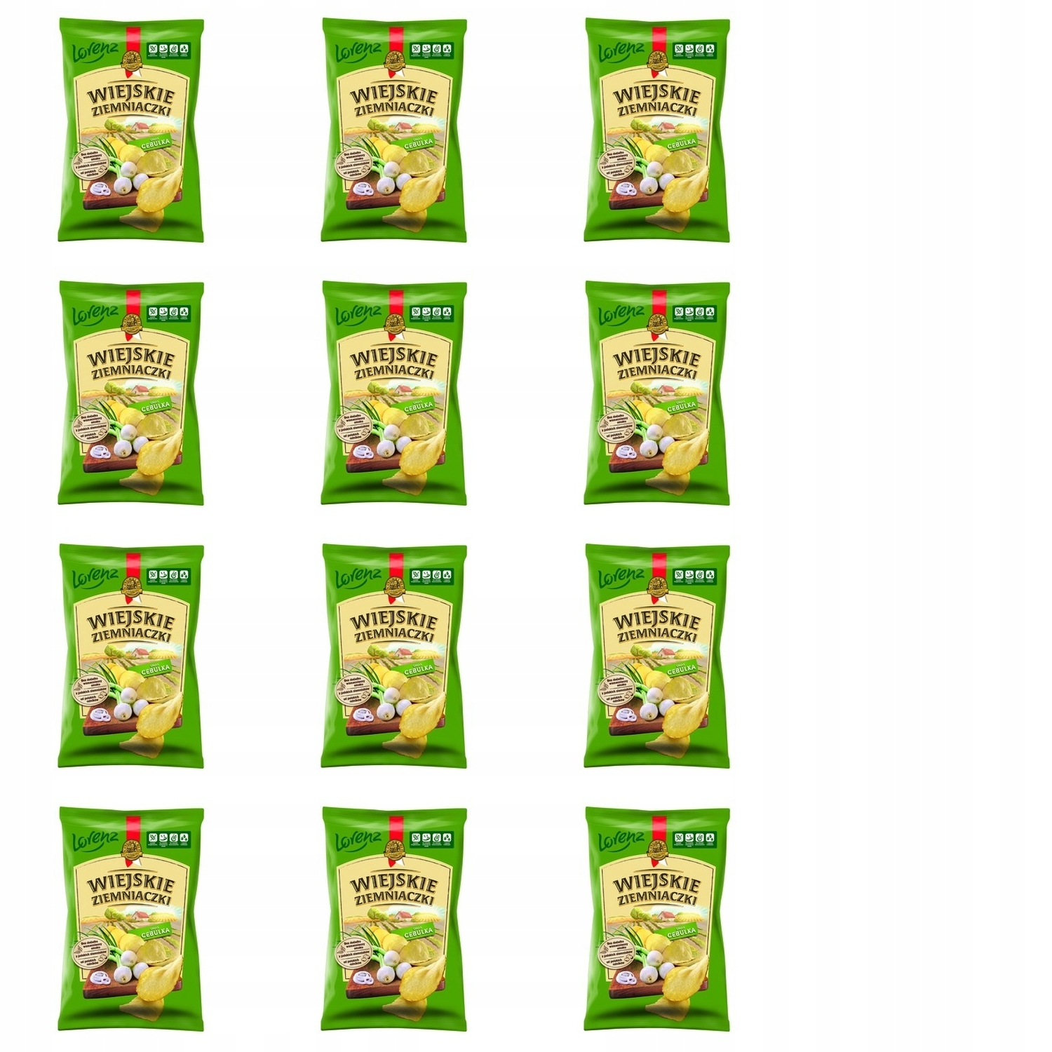 12x 130g Lorenz wiejskie ziemniaczki cebulka chipsy Karton