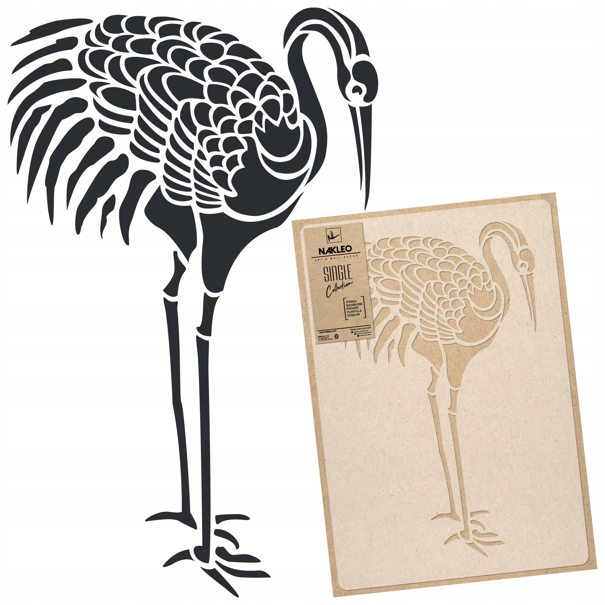 Malířská šablona Vícenásobná L 59x95 cm Ptáci Asijský symbol Stojící Jeřáb