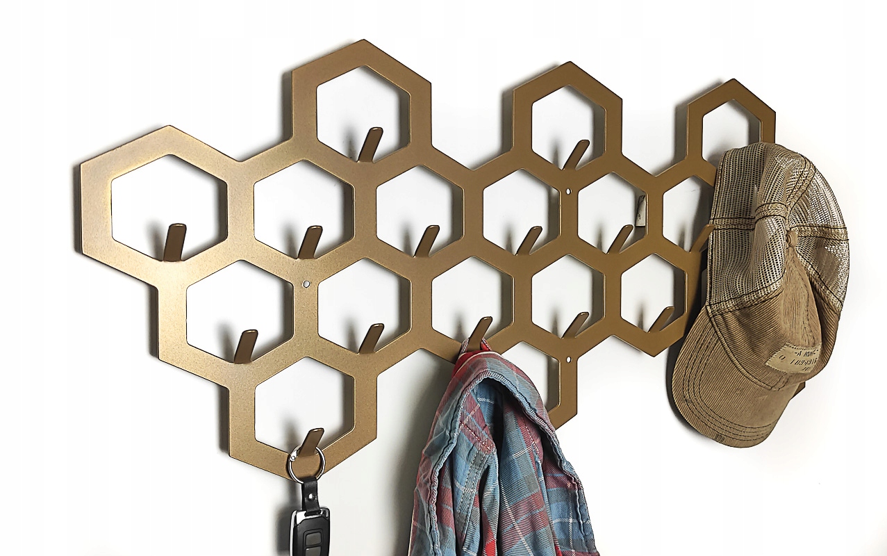 Hexagon #3 Zlatý Kovový věšák na oblečení