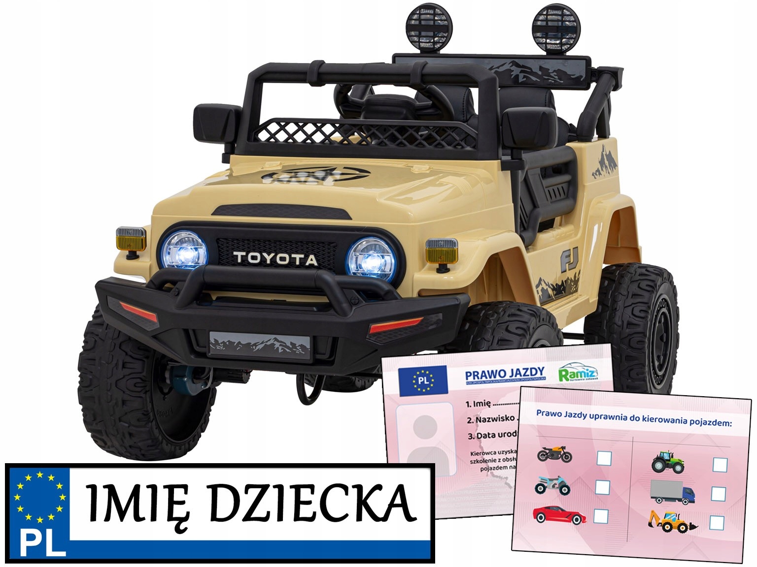Toyota Fj cruiser autko terenowe na akumulator dla dzieci Pilot Koła Eva