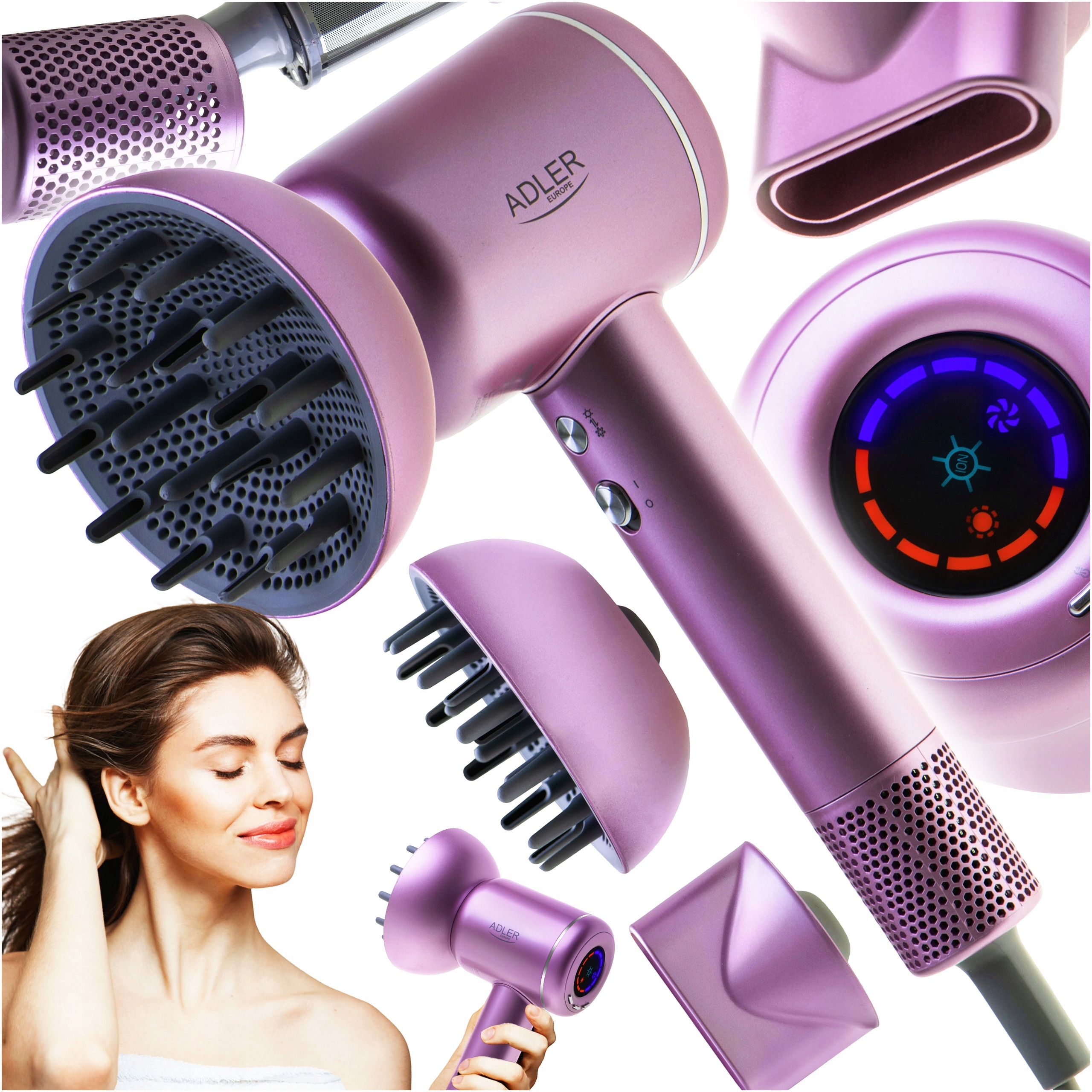 Suszarka Do Włosów z Dyfuzorem Jonizacja Mocna Profesjonalna Led 1600W