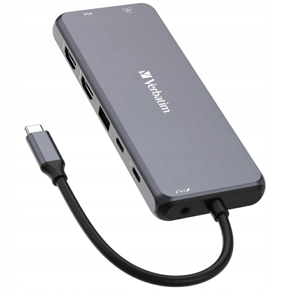 Adaptér Verbatim Hub Usb-c 2xHDMI/VGA 5xUSB-A Sd hliníkový