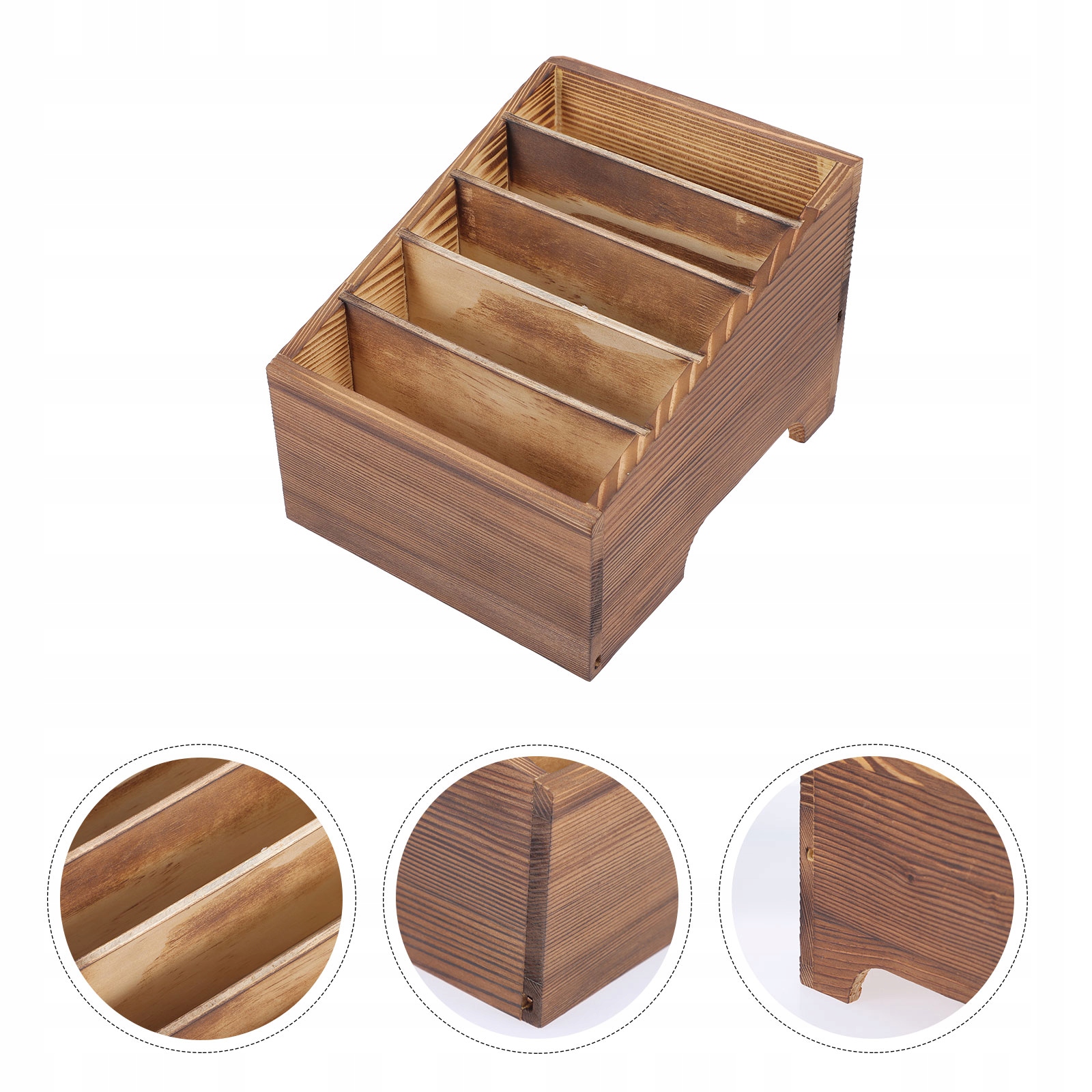 DREWNIANA SKRZYNKA NA TELEFONY Z WIELOMA PRZEGRÓDKAMI Marka bez marki