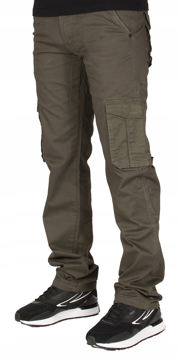 Spodnie męskie bojówki W:42 104 CM khaki robocze Odcień khaki