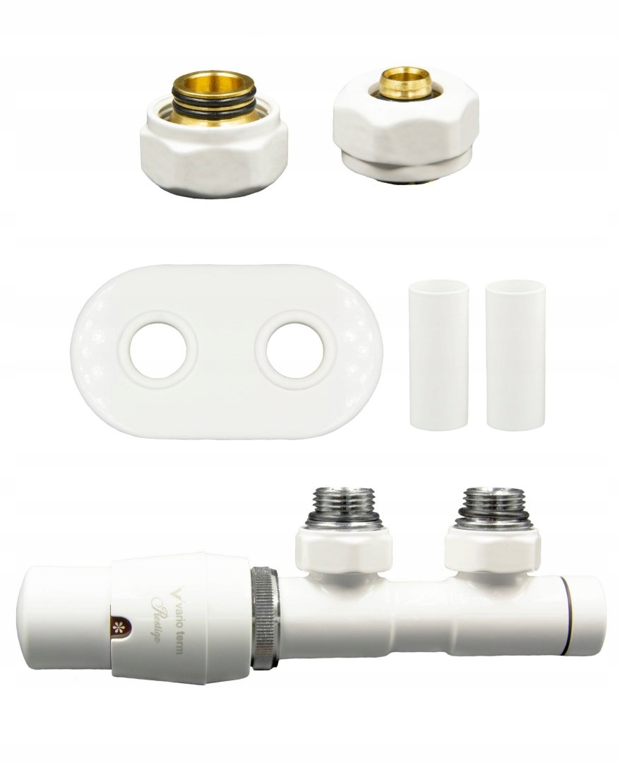 

Zawory termostatyczne Twins biały lewy Pex AiO