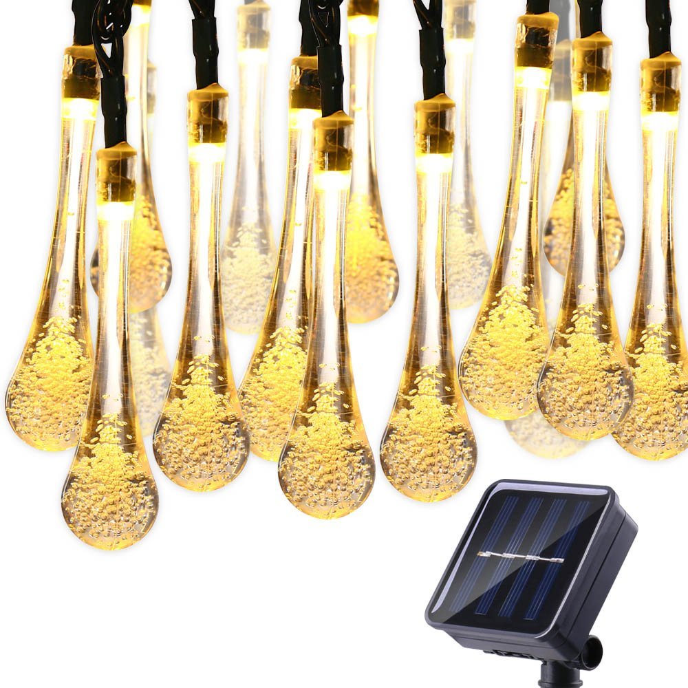 Solární Lampy Zahradní Světelná Girlanda Voděodolná Slzy 30 Led 6 M