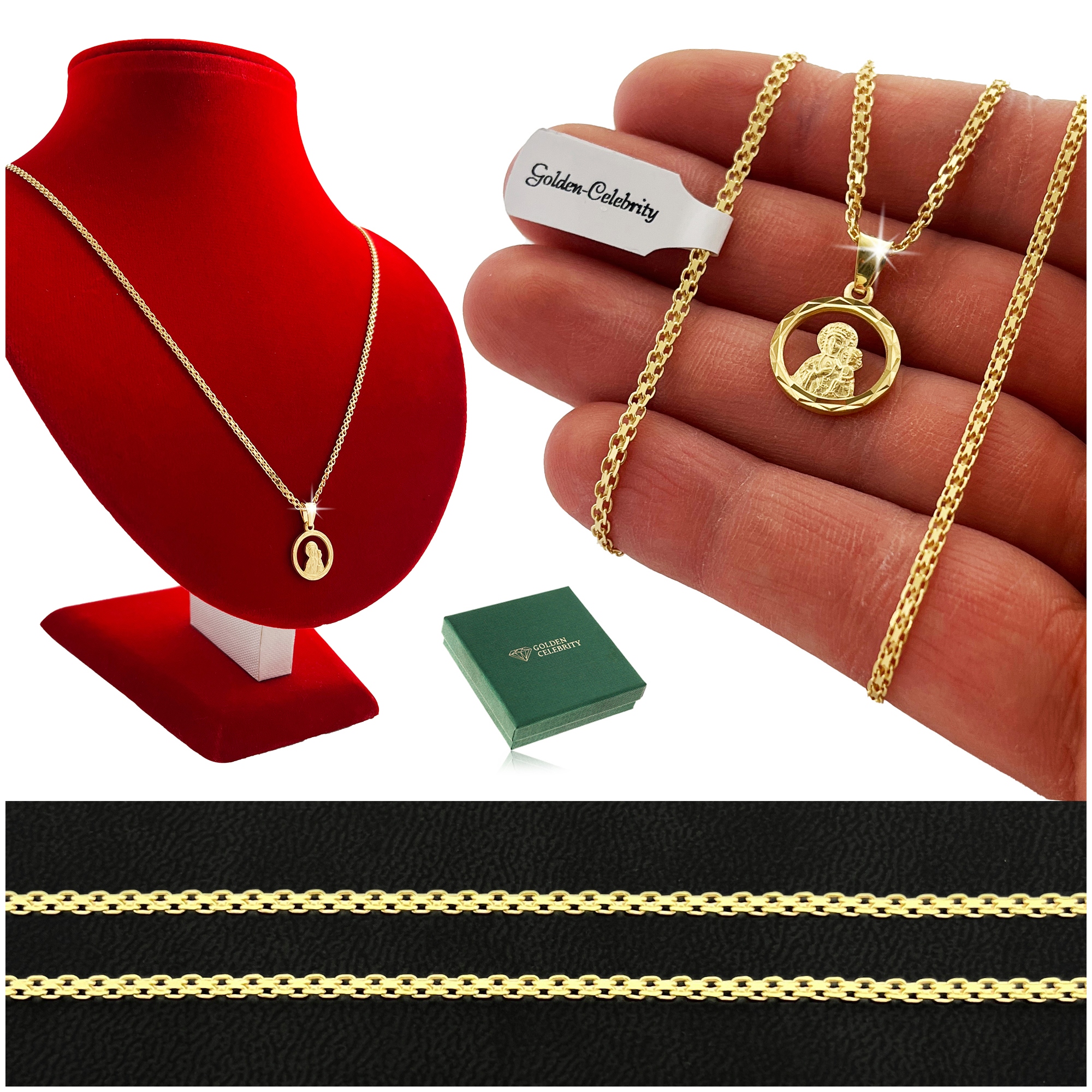 Elegantní Zlatý Řetízek S Medailonem Stříbro 925/585 Zlato 14K Věnování