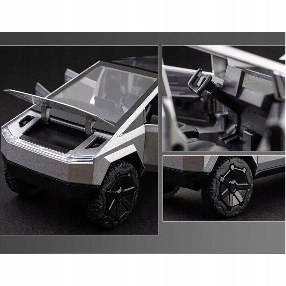 SYMULACJA TESLA CYBERTRUCK 1:24 PICKUP ŚWIATŁA LED OTWIERANE DRZWI QUAD Model TESLA CYBERTRUCK 1:24