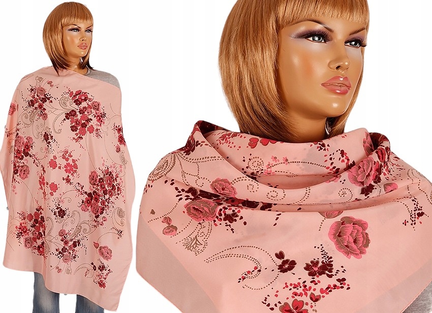 A-8100 APASZKA RÓŻOWA W KWIATOWYCH ZDOBIENIACH