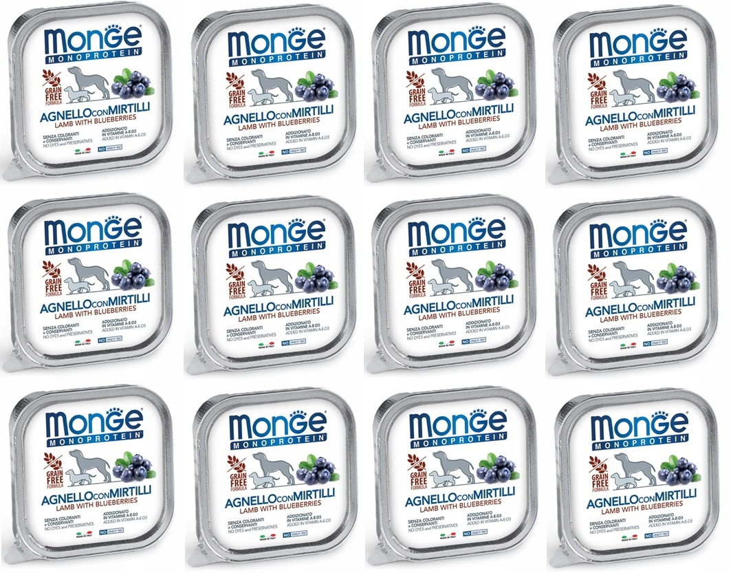 Levně Monge Dog Fruit M Jehněčí s borůvkou 12 x 150 g