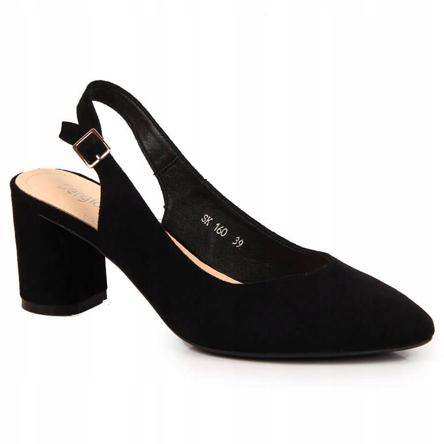 

Czółenka zamszowe na słupku czarne Sergio Leone 40