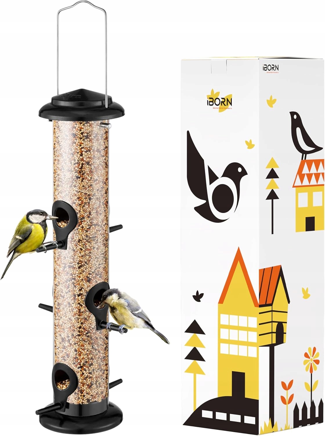Kovové krmítko pro ptáky iBorn 36 cm Černé