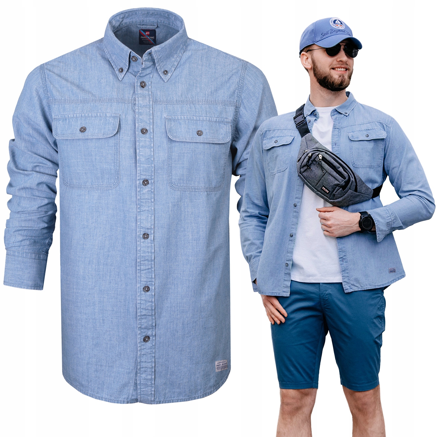 Pánská džínová košile s dlouhým rukávem Regular Fit, bavlněná Pako Jeans