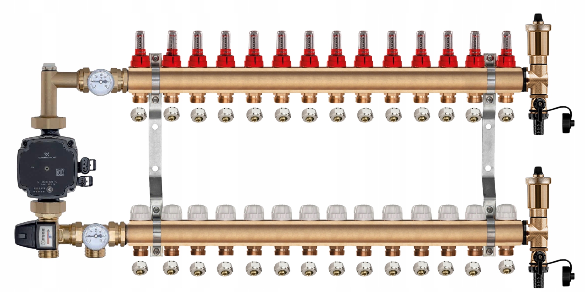 Mosazný Rozdělovač Podlahy 14 Čerpací Skupina Grundfos Pexové Spojky