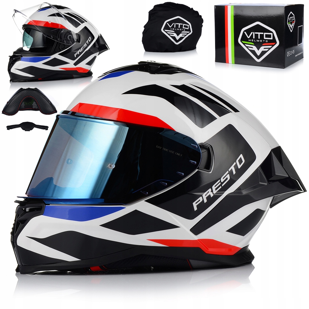 Motocyklová Prilba Vito Presto Aero Biely Lesk, Systém Pinlock Clona