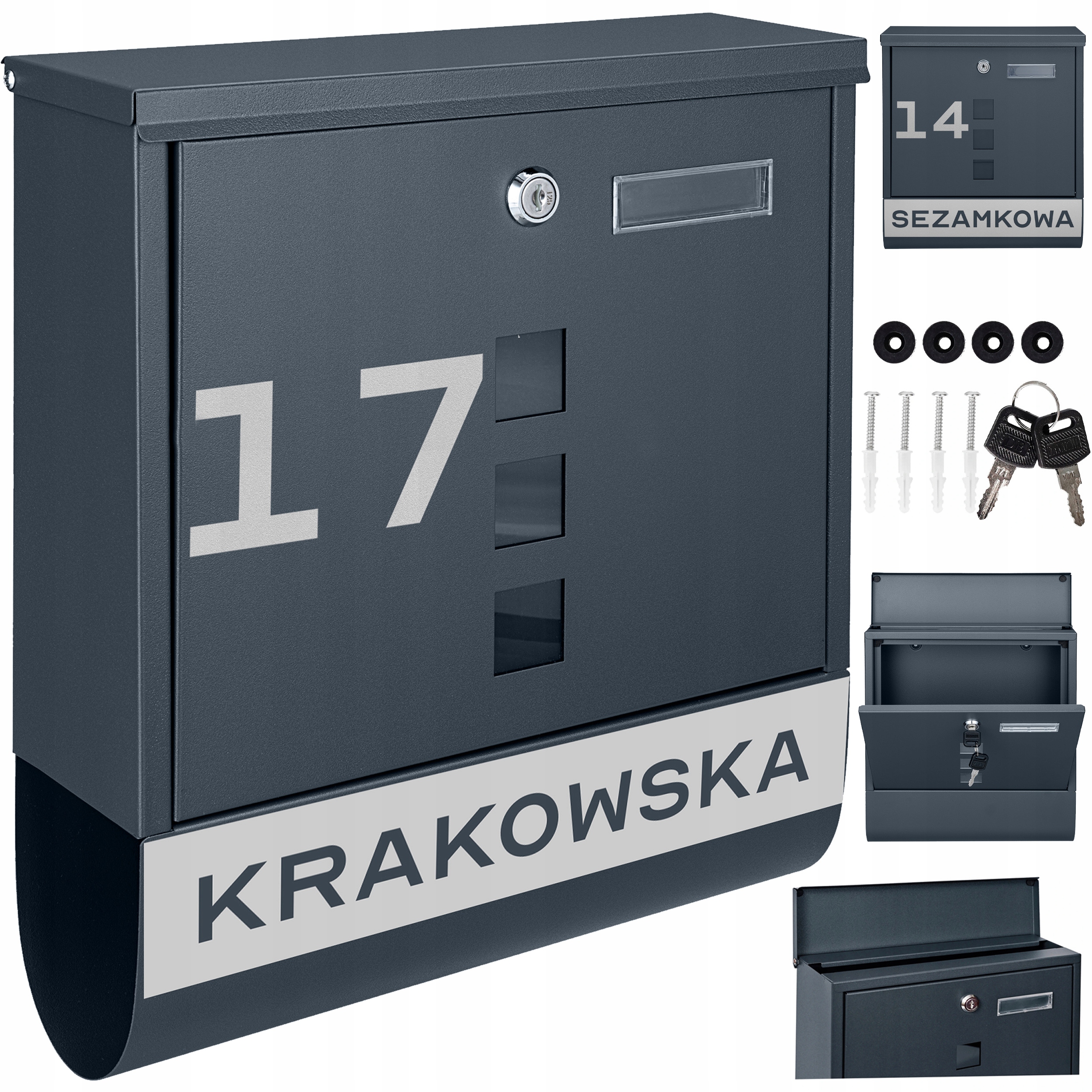 Poštovní Schránka Na Dopisy, Tuba Na Noviny Antracit Nápis Adresa