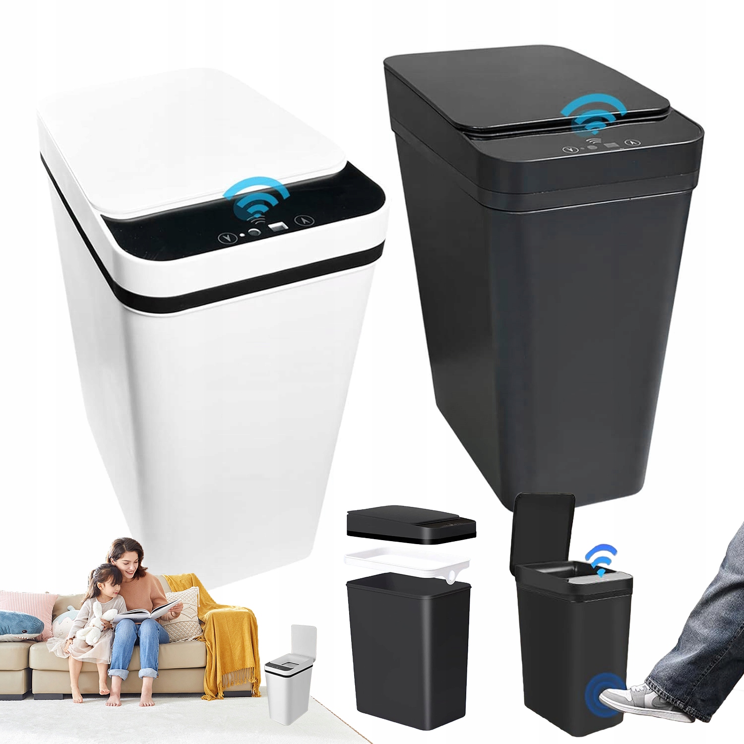 Levně 2 Ks Automatický Odpadkový Koš S Pohybovým Senzorem, Bezdotykový, 8,5 L