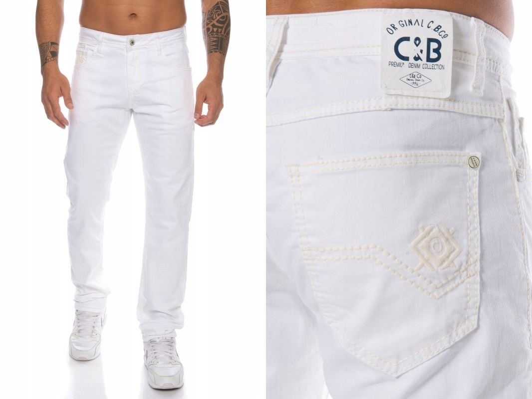 Pánské Džíny Cipo Baxx Bílé Elastické Bílé 32/34
