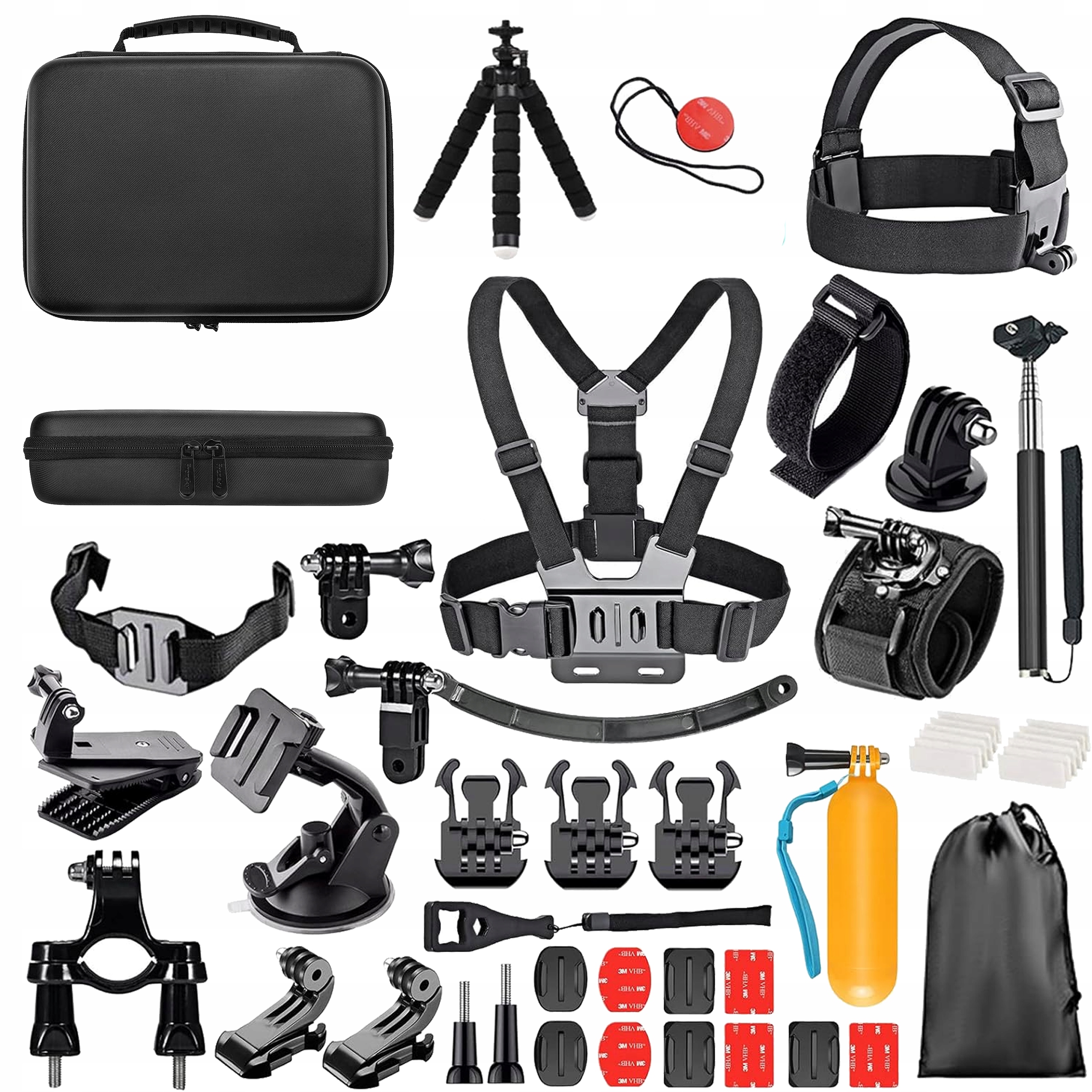 ZESTAW XXL AKCESORIÓW MOCOWAŃ DO KAMER SPORTOWYCH GoPro 50w1 WALIZKA STATYW