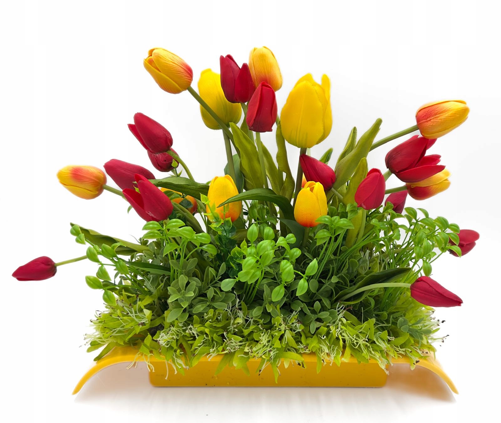 KOMPOZYCJA WIOSENNA TULIPANY DEKORACJA STOŁU KOMODY