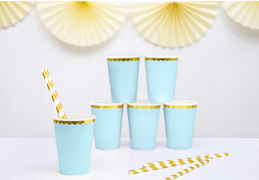 Kubeczki papierowe NIEBIESKIE złote urodzinowe x6 EAN (GTIN) 5900779188488