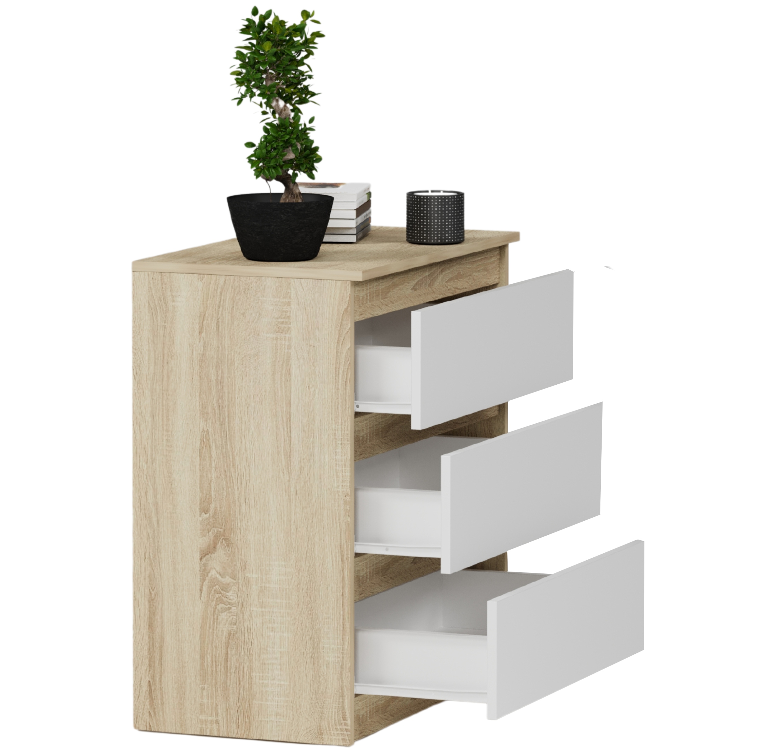 Modna DUŻA KOMODA 3 SZUFLADY SZAFKA PL R-3 MIX SONOMA