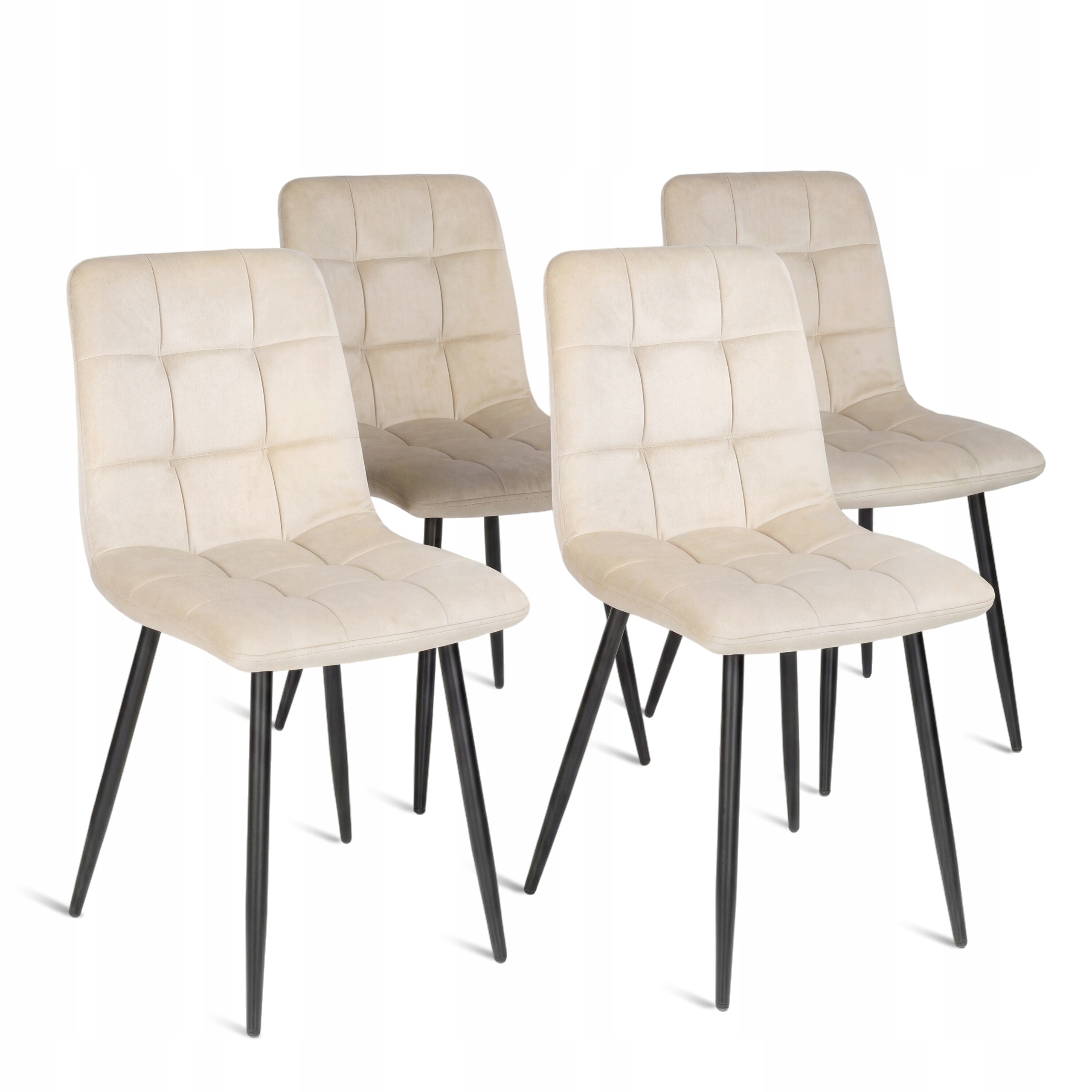 Krzesło welurowe Beżowe 4 szt. tapicerowane do jadalni salonu kuchni