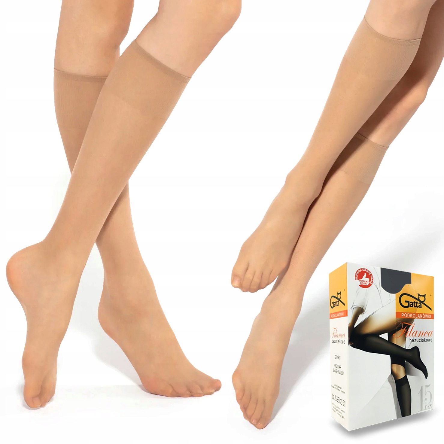 Dámské podkolenky z mikrovlákna Gatta Dlouhé Ponožky 15 Den béžové