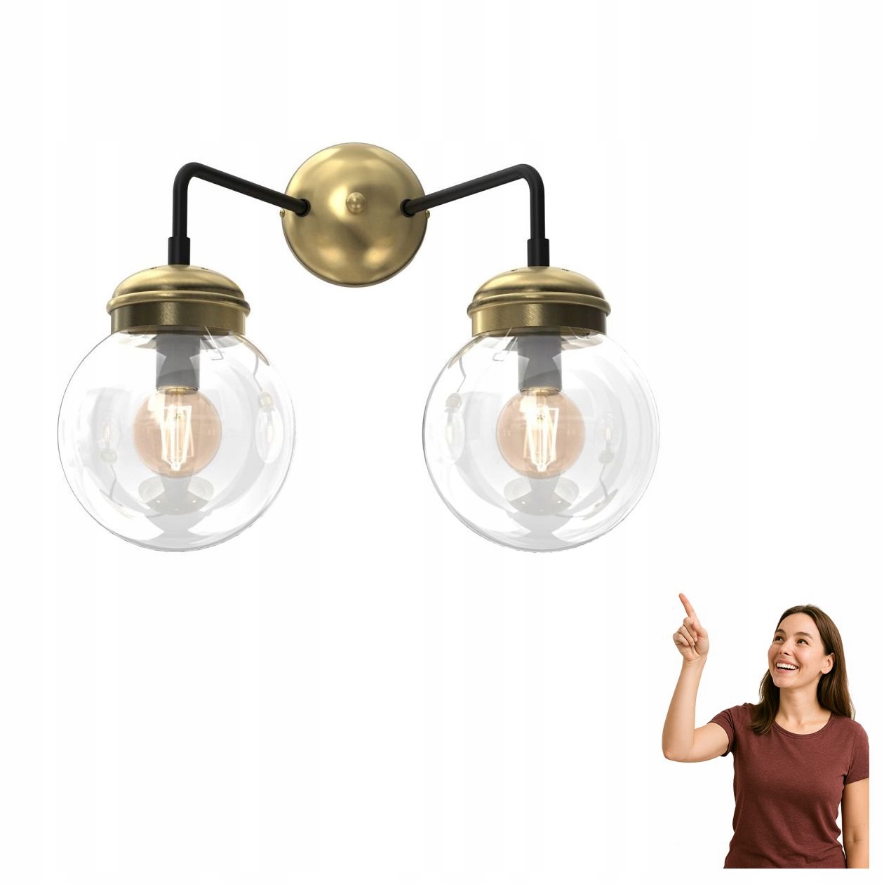 Dvojité nástenné svietidlo s guľami Hydro 1888 Luminex
