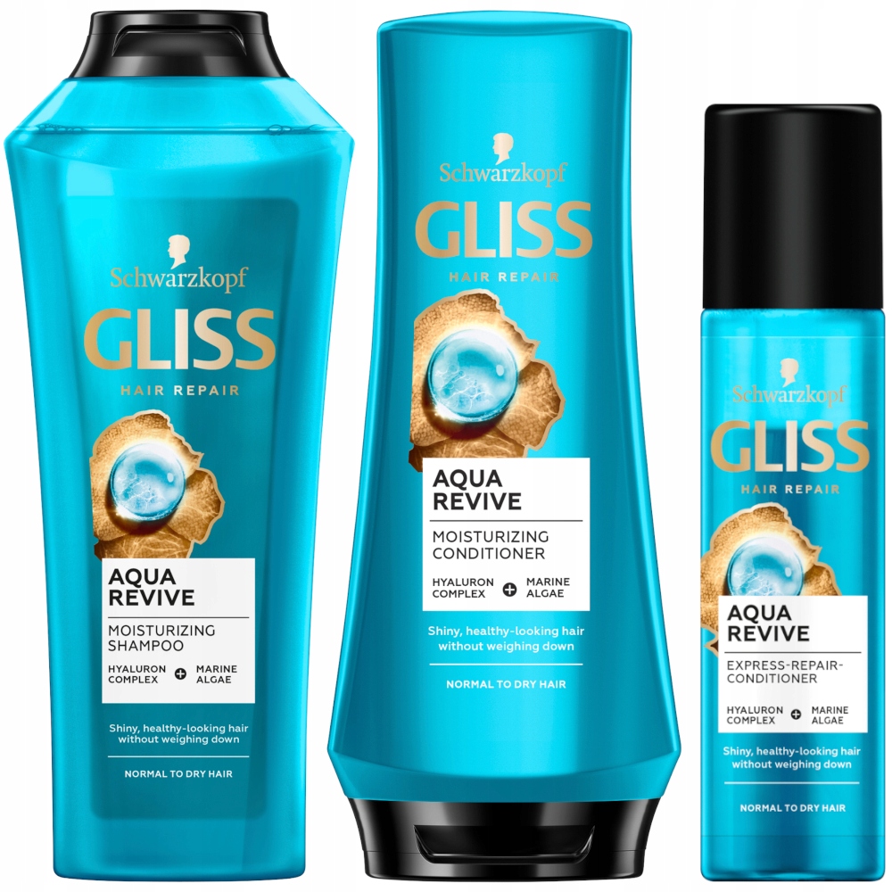 Gliss Aqua Revive Šampón + kondicionér sada na vlasy 3x 200ml