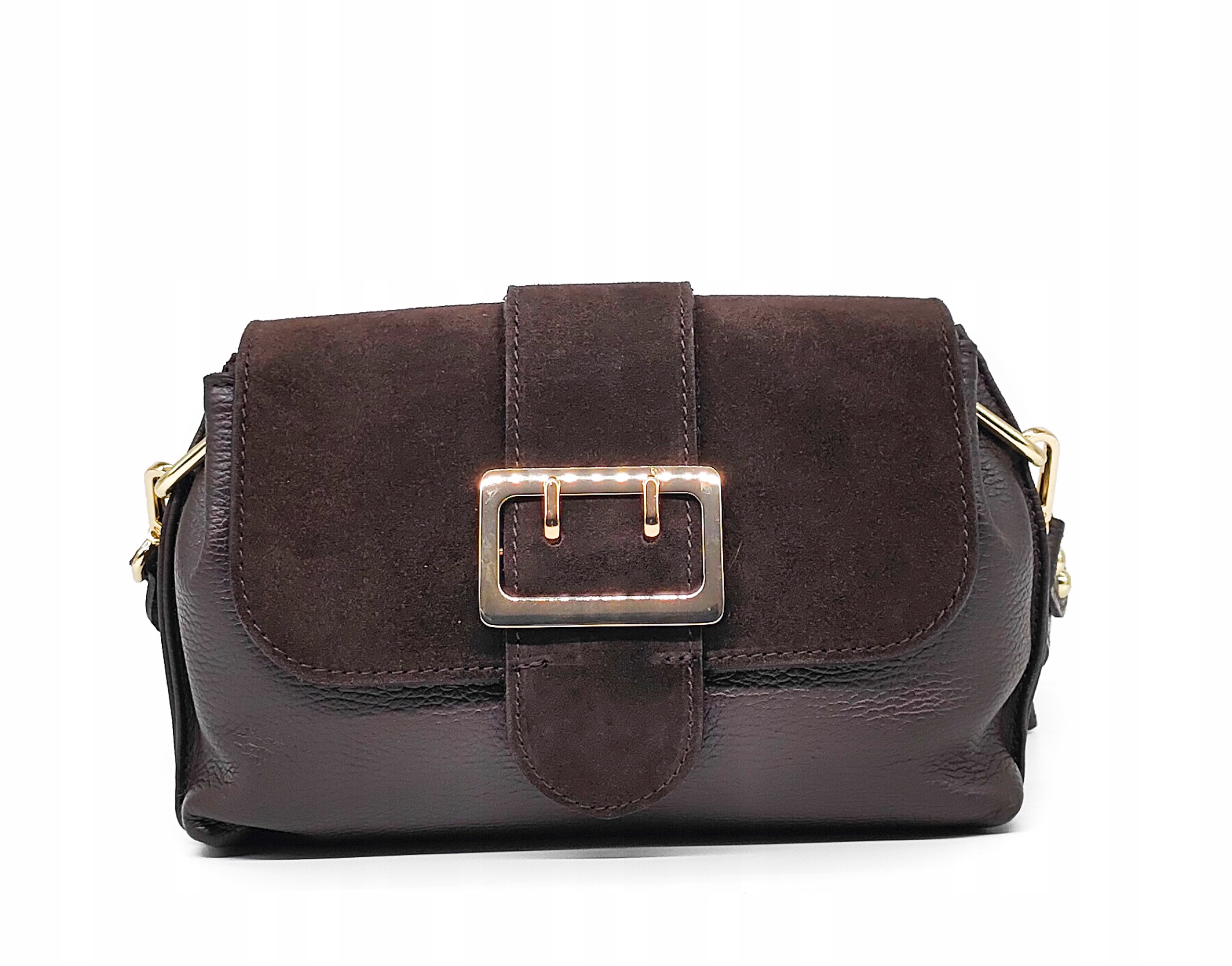 Čokoládová kabelka přes rameno s přezkou