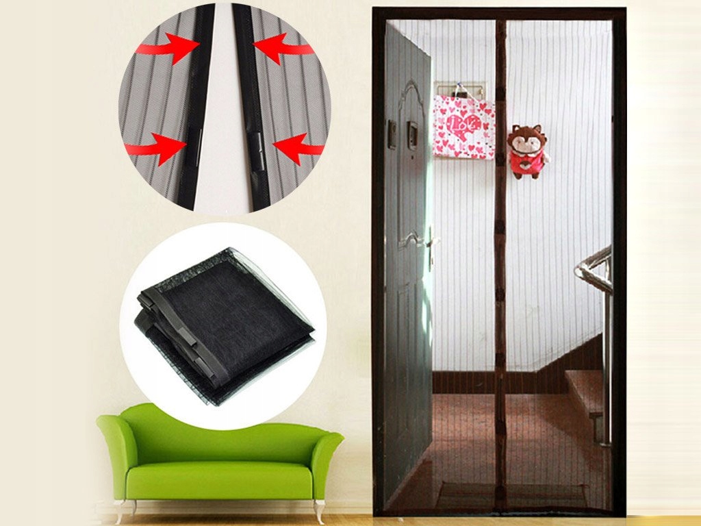 MOSKITIERA MAGNETYCZNA NA DRZWI OKNO MAGNES BALKONOWE 80/90/100 x 210/220cm Maks. szerokość 100 cm