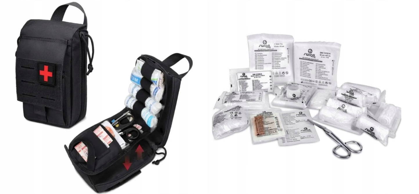 APTECZKA TORBA WOJSKOWA TURYSTYCZNA TAKTYCZNA + WYPOSAŻENIE CZARNA