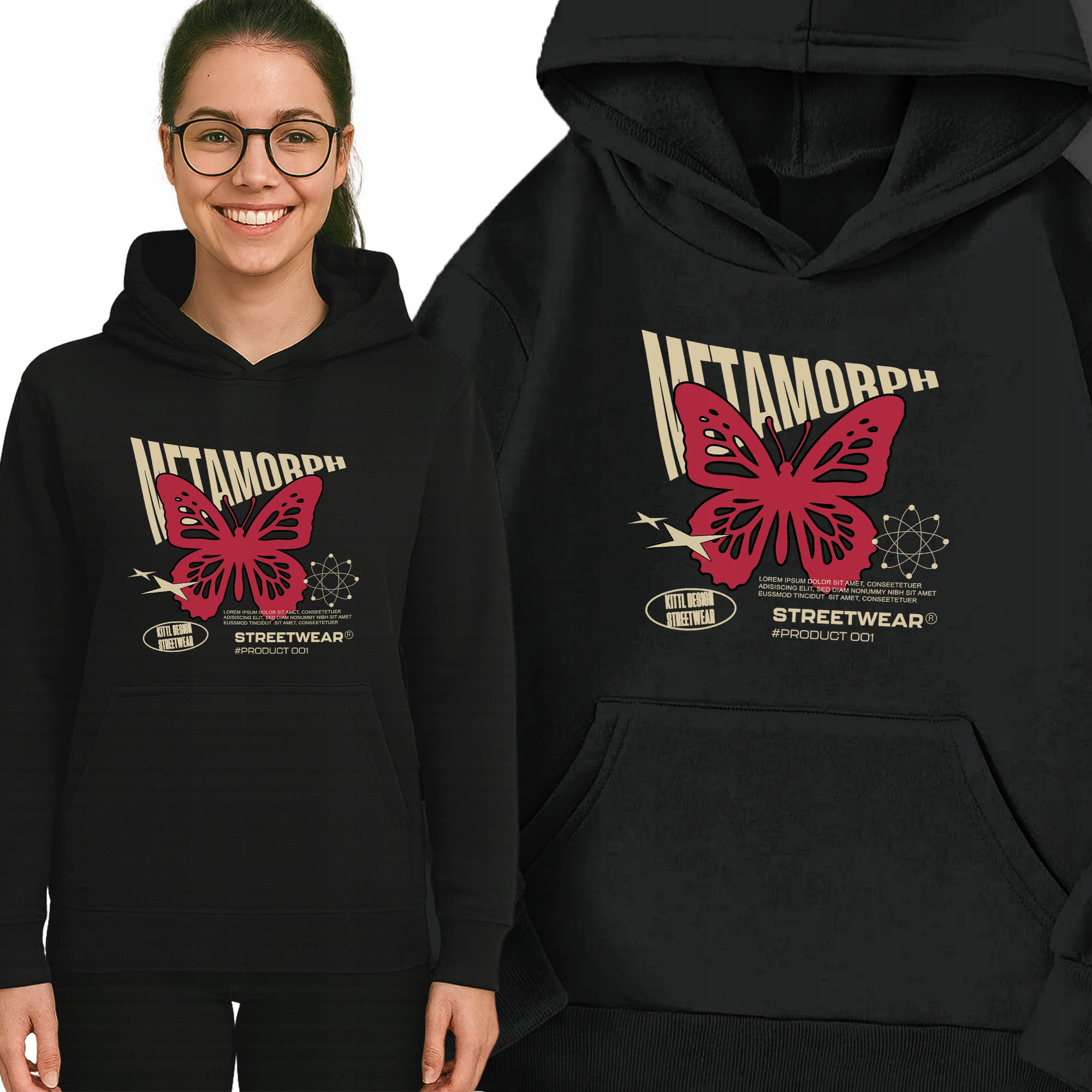 Mikina Černá Metamorph S Kapucí Teplá Módní vzor Dárek Vel L