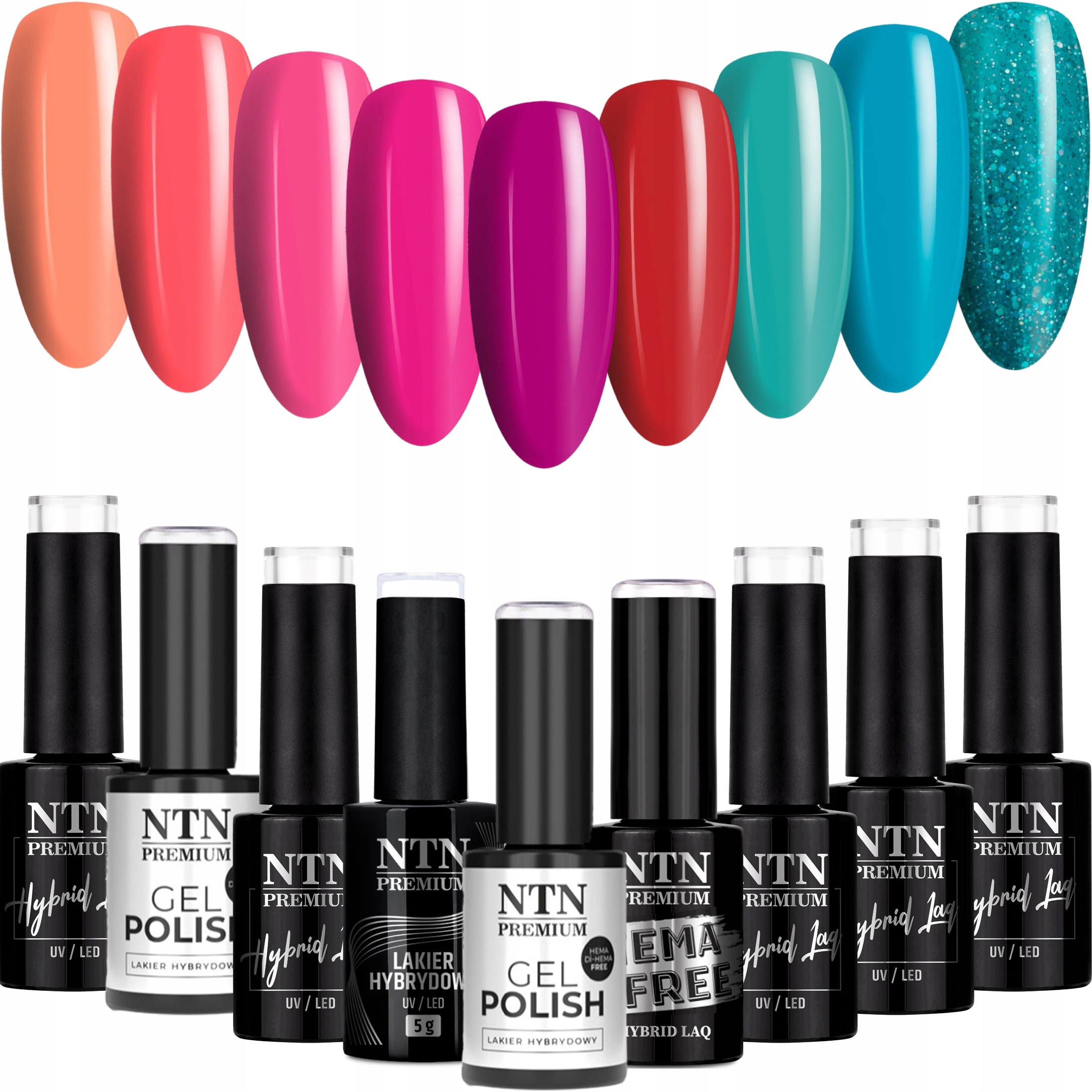 9x Lakier Hybrydowy Ntn 5g Design Your Style Zestaw 9w1 Nasycone