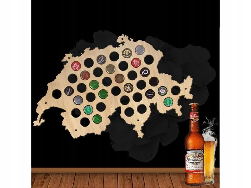 Švýcarsko Mapa Pivo Na Kapsle Pivní tabule Pivo 50x40 cm